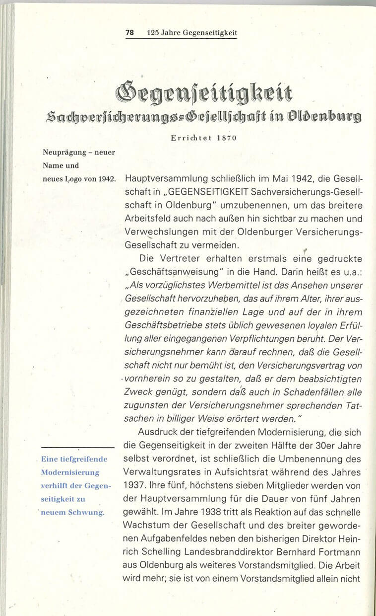 GVO Versicherung -  Neuprägung - neuer Name und neues Logo von 1942.